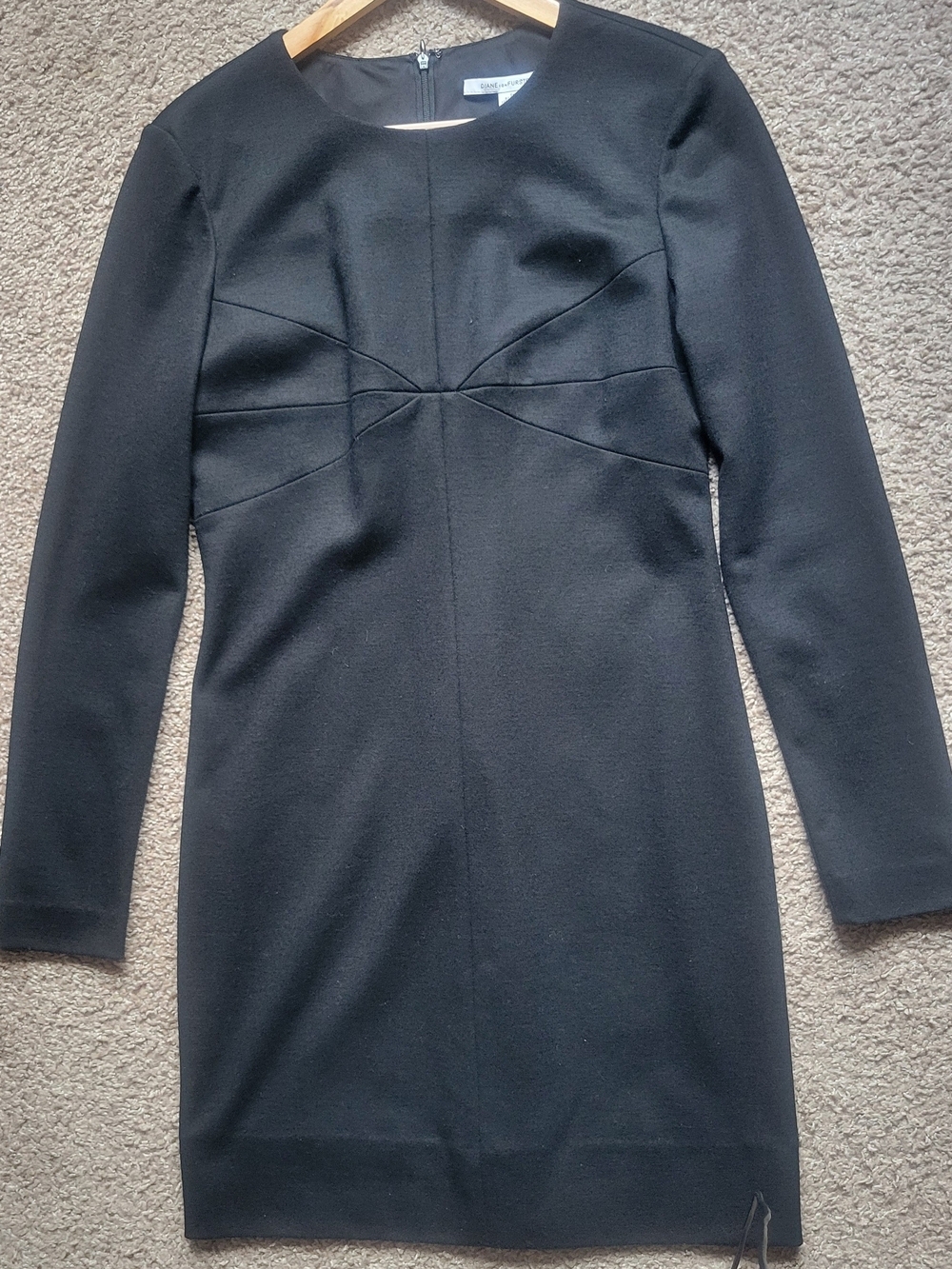 Diane Von Furstenberg Black Long-Sleeve Sheath Dress - Picture 3 of 9